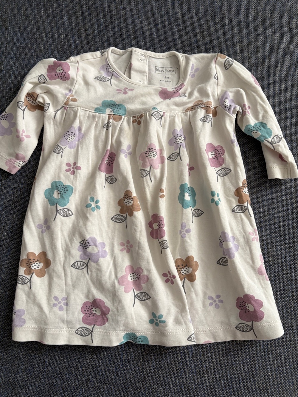 Kissy Kissy Ivory Floral Long-Sleeve Baby Dress - Multicolor Flowers